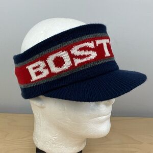 Vintage Boston Red Sox MLB Winter Headband Visor Hat Blue & Red Logo